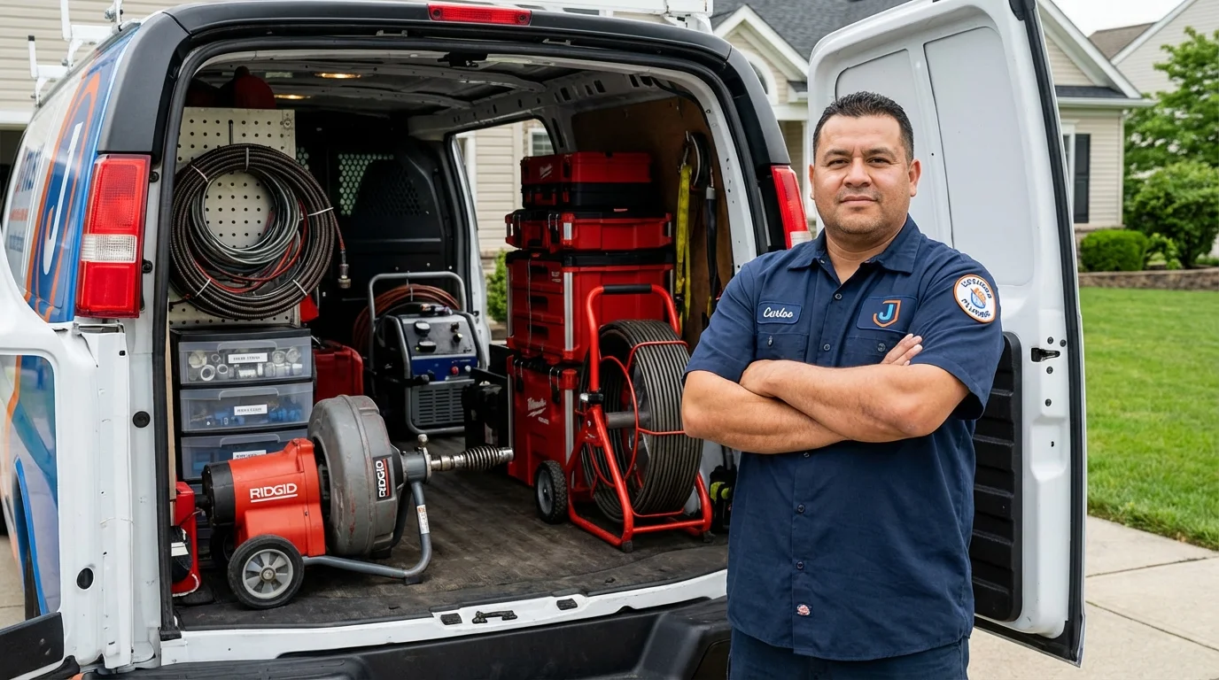 Professional drain cleaning equipment and Johns Plumbing LLC plumber in Currituck