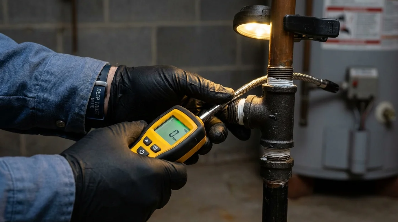 Gas leak detection with electronic sniffer by Johns Plumbing LLC in Currituck