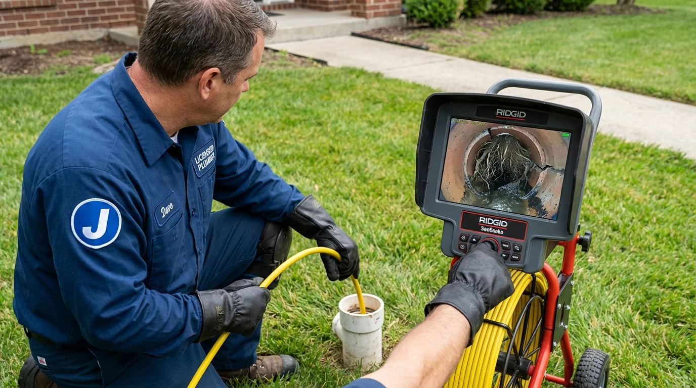Sewer camera inspection being performed by Johns Plumbing LLC in Currituck