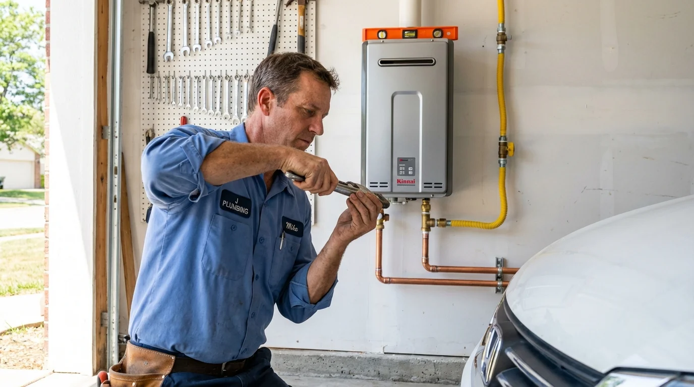 Tankless water heater installation by a Johns Plumbing LLC plumber in Currituck
